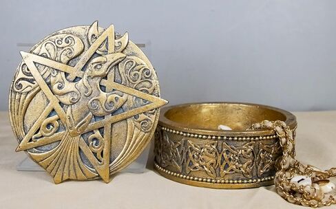 Ebros Gift Celtic Raven Lludd Morrigan Triple Goddess Pentacle And Sacred Rune Symbols Round Decorative Jewelry Trinket Box Figurine Mystical Legendary Folklore Accent in Kuwait