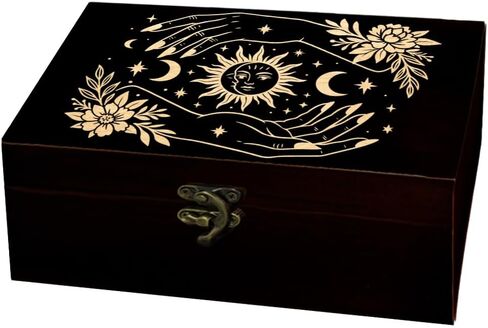 arricraft 1 Pc Wooden Keepsake Storage Box, Magnolia Branch Pattern Rectangle Pine Tarot Card Memory Box for Anniversary Jewelry Board Storage 24x14x9cm (9.45x5.51x3.54 inches) in Saudi Arabia