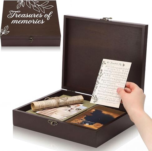 Ripeng Large Wooden Memory Box for Keepsakes 11.8 x 9.8 x 3 Inches Funeral Wooden Keepsake Box with Latch for Memories Funeral Sympathy Bereavement Remembrance Gift in Memory Keepsake Storage Boxes in Kuwait