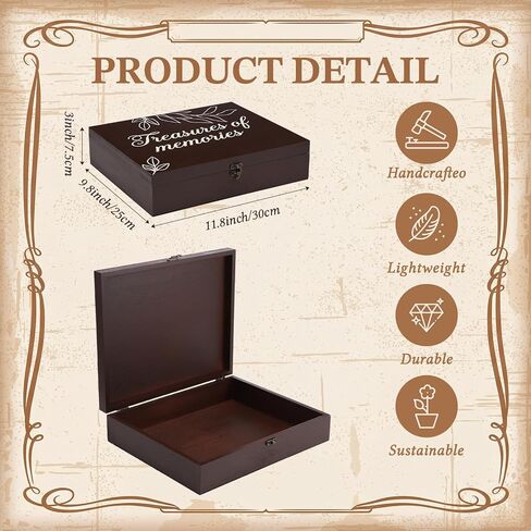 Ripeng Large Wooden Memory Box for Keepsakes 11.8 x 9.8 x 3 Inches Funeral Wooden Keepsake Box with Latch for Memories Funeral Sympathy Bereavement Remembrance Gift in Memory Keepsake Storage Boxes in Kuwait