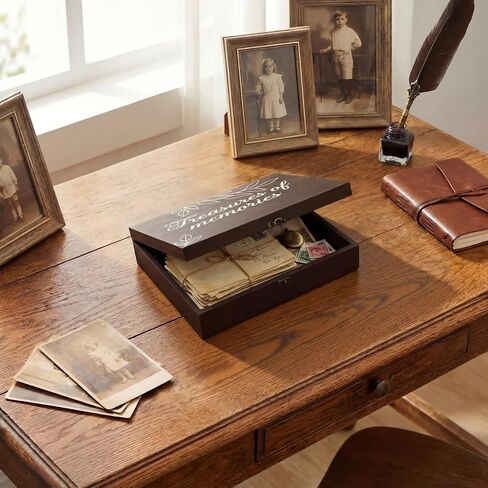 Ripeng Large Wooden Memory Box for Keepsakes 11.8 x 9.8 x 3 Inches Funeral Wooden Keepsake Box with Latch for Memories Funeral Sympathy Bereavement Remembrance Gift in Memory Keepsake Storage Boxes in Kuwait