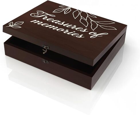 Ripeng Large Wooden Memory Box for Keepsakes 11.8 x 9.8 x 3 Inches Funeral Wooden Keepsake Box with Latch for Memories Funeral Sympathy Bereavement Remembrance Gift in Memory Keepsake Storage Boxes in Kuwait
