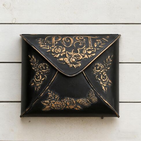 Wall Mount Mailbox for House Outside,5" D x 13.8" W x 11.4" H,Vintage Metal Door Mailbox Antique Style Nostalgic Charm Home Decor Garden Vintage English Cottage Decor(Green) in Saudi Arabia