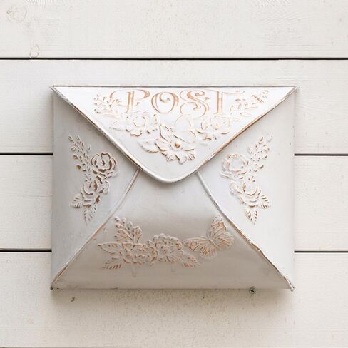 Wall Mount Mailbox for House Outside,5" D x 13.8" W x 11.4" H,Vintage Metal Door Mailbox Antique Style Nostalgic Charm Home Decor Garden Vintage English Cottage Decor(Green) in Kuwait