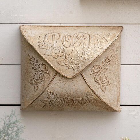 Wall Mount Mailbox for House Outside,5" D x 13.8" W x 11.4" H,Vintage Metal Door Mailbox Antique Style Nostalgic Charm Home Decor Garden Vintage English Cottage Decor(Green) in Kuwait