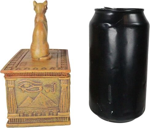 Ebros Gift Ancient Egyptian Cat Goddess Bastet With Eye Of Horus Pyramid And Hieroglyphic Deities Pattern Decorative Jewelry Box Figurine In Desert Sandstone Finish in Kuwait