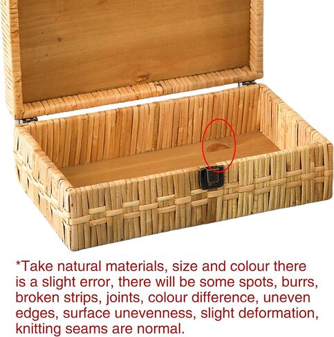 SOFE Rectangular Rattan Box with Lid Set of 2 - Boho Decorative Basket for Shelf Bathroom Storage - Woven Bins Organizer for Jewelry, Snacks, Toys, Keys in Saudi Arabia