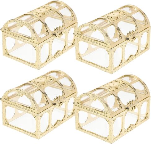 Toyvian Mini Pirate Box Set of 4 Plastic Treasure Chests for Kids 3.54X2.36X2.36In Vintage Style Organizer for Coins Jewelry Party Favors and Role Play in Kuwait