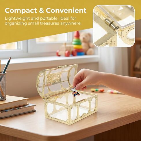 Toyvian Mini Pirate Box Set of 4 Plastic Treasure Chests for Kids 3.54X2.36X2.36In Vintage Style Organizer for Coins Jewelry Party Favors and Role Play in Kuwait