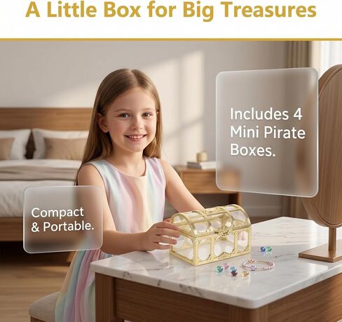 Toyvian Mini Pirate Box Set of 4 Plastic Treasure Chests for Kids 3.54X2.36X2.36In Vintage Style Organizer for Coins Jewelry Party Favors and Role Play in Kuwait