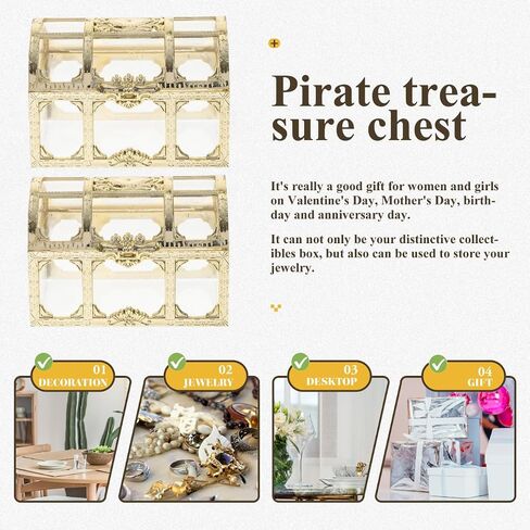 Toyvian Mini Pirate Box Set of 4 Plastic Treasure Chests for Kids 3.54X2.36X2.36In Vintage Style Organizer for Coins Jewelry Party Favors and Role Play in Kuwait