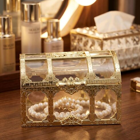 Toyvian Mini Pirate Box Set of 4 Plastic Treasure Chests for Kids 3.54X2.36X2.36In Vintage Style Organizer for Coins Jewelry Party Favors and Role Play in Kuwait