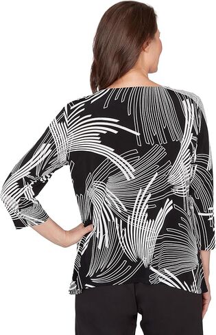 Alfred Dunner Women's Geometric Sharkbite Hem Top with Necklace in Kuwait