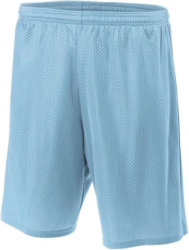 Adult Small Light Blue 7" Poly Mesh Moisture Wicking Athletic Shorts in Kuwait