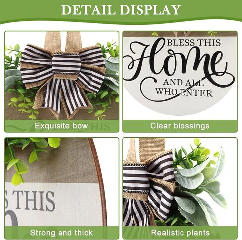 Welcome Sign for Front Door, 3D Welcome Wreath for Farmhouse Porch, Rustic Wooden Hanging Sign Decoration Housewarming Gift for Outdoor Indoor(Wood, White, Brown, Green) in Saudi Arabia