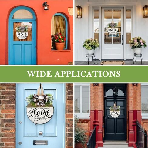 Welcome Sign for Front Door, 3D Welcome Wreath for Farmhouse Porch, Rustic Wooden Hanging Sign Decoration Housewarming Gift for Outdoor Indoor(Wood, White, Brown, Green) in Saudi Arabia