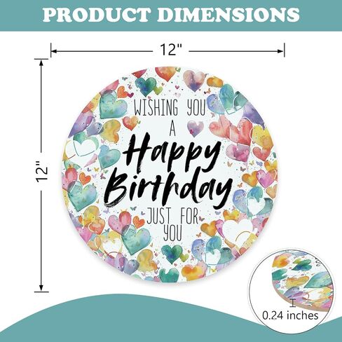 Happy Birthday Front Door Sign, Watercolor Love Hearts Wood Greeting Plaque Hanger Outdoor Outside Porch Home Decor, Celebration Party Wooden Wreath Indoor Wall Hanging Decoration Gifts in Kuwait