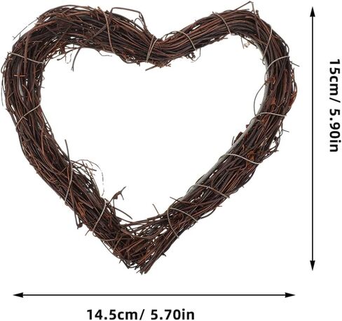 TOYANDONA Heart Shaped Grapevine Wreath Ring: Rattan Vine Garland Forms for DIY Crafts, Wedding Party Decoration, Summer Fall Christmas Door Hanging Decor 6 inches in Kuwait