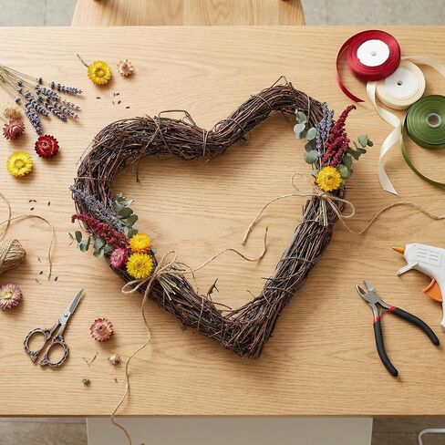 TOYANDONA Heart Shaped Grapevine Wreath Ring: Rattan Vine Garland Forms for DIY Crafts, Wedding Party Decoration, Summer Fall Christmas Door Hanging Decor 6 inches in Kuwait