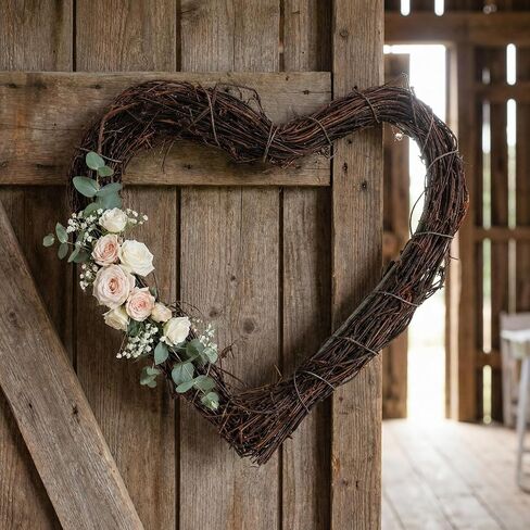 TOYANDONA Heart Shaped Grapevine Wreath Ring: Rattan Vine Garland Forms for DIY Crafts, Wedding Party Decoration, Summer Fall Christmas Door Hanging Decor 6 inches in Kuwait