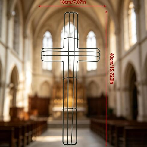 2pcs Cross Wreath Frames, 16inch Iron Wire Floral Frame Forms Front Door Wreath Cross for Religion Wedding Church DIY Craft Project Green in Saudi Arabia