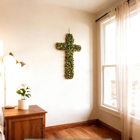 2pcs Cross Wreath Frames, 16inch Iron Wire Floral Frame Forms Front Door Wreath Cross for Religion Wedding Church DIY Craft Project Green in Saudi Arabia