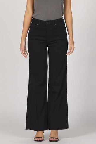 DEAR JOHN Fiona Women's Wide Leg Jeans High Rise Full Length Cut Off Hem Black Arrow - Size 30 in Saudi Arabia