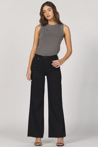 DEAR JOHN Fiona Women's Wide Leg Jeans High Rise Full Length Cut Off Hem Black Arrow - Size 30 in Saudi Arabia