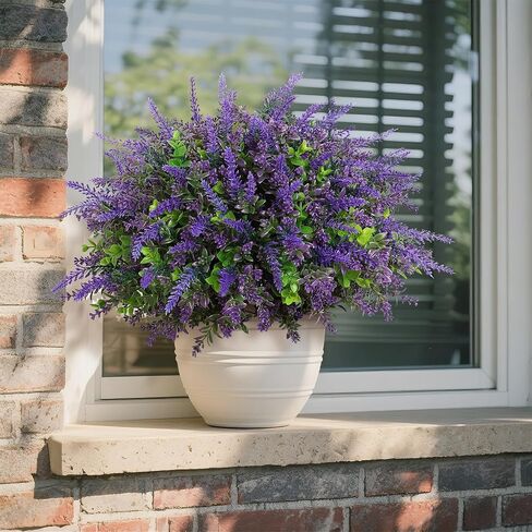 2 Sets Artificial Eucalyptus & Lavender Topiary Trees for Front Door - Faux Lavender Potted Topiary Trees, UV Resistant Fake Outdoor Plants for Farmhouse Porch Garden Decor in Saudi Arabia