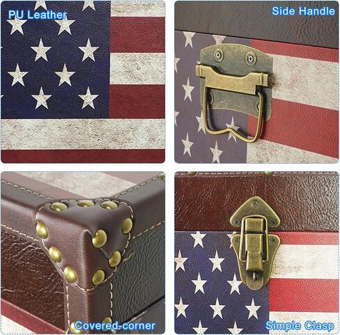 DreamsEden Large American Flag Storage Chests Set of 2, Nesting Wooden Trunk Box for Blankets, Patriotic Home Decor, Living Room Organization, 19.2’’L & 16.1’’L in Kuwait