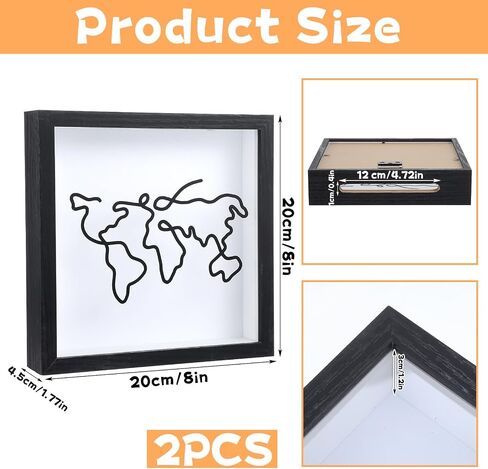 2 Pcs Travel Shadow Photo Keepsake, 8 inch Memory Box Honeymoon Fund Box with Slot Frame Adventure Best Gift for Keepsake International Traveler Women Men People Who Travel Hiker Unique in Saudi Arabia