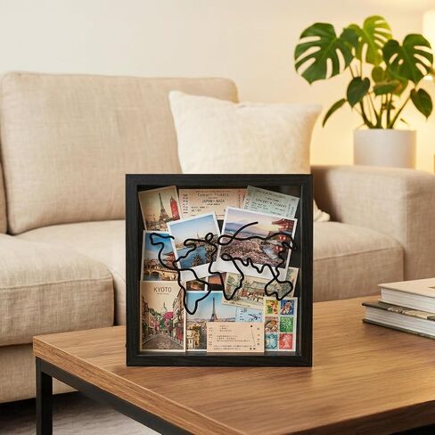 2 Pcs Travel Shadow Photo Keepsake, 8 inch Memory Box Honeymoon Fund Box with Slot Frame Adventure Best Gift for Keepsake International Traveler Women Men People Who Travel Hiker Unique in Saudi Arabia