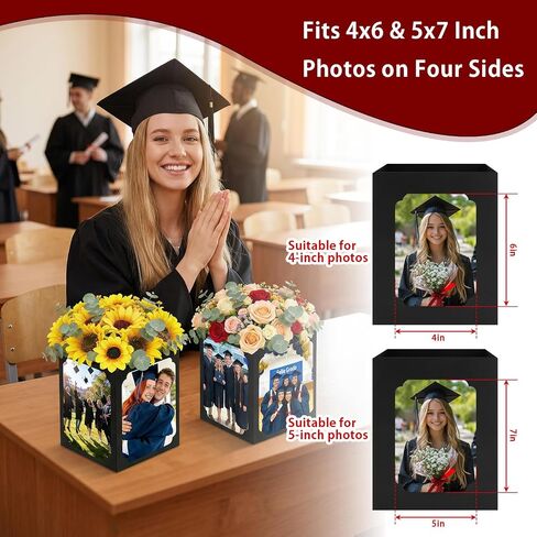 6Pcs Graduation Box Centerpieces for Table, 6/7 Inch Photo Display Frame Picture Display Box for Congrats Grad Party Favor Gift Picture Centerpieces for Table Birthday Graduation Decoration in Kuwait