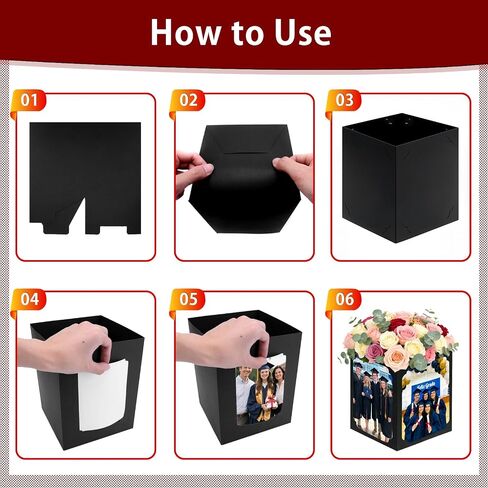 6Pcs Graduation Box Centerpieces for Table, 6/7 Inch Photo Display Frame Picture Display Box for Congrats Grad Party Favor Gift Picture Centerpieces for Table Birthday Graduation Decoration in Kuwait