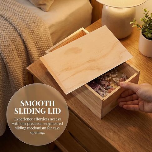 STOBAZA Wood Box with Slide Lid, Blank Natural Wooden Storage Box, Unfinished Wood Case for Keepsakes Jewelry Card Diy Art Craft Hobbies Home Storage Birthday Party, 7. 87x5. 91x3. 15in in Kuwait
