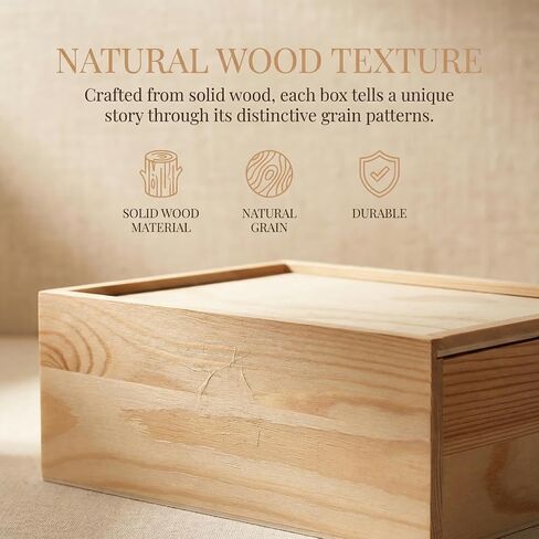 STOBAZA Wood Box with Slide Lid, Blank Natural Wooden Storage Box, Unfinished Wood Case for Keepsakes Jewelry Card Diy Art Craft Hobbies Home Storage Birthday Party, 7. 87x5. 91x3. 15in in Kuwait