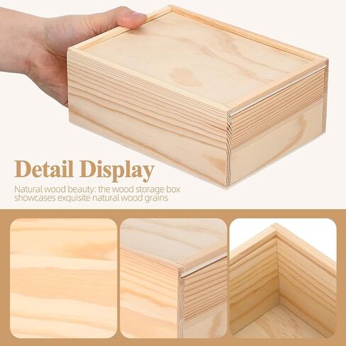 STOBAZA Wood Box with Slide Lid, Blank Natural Wooden Storage Box, Unfinished Wood Case for Keepsakes Jewelry Card Diy Art Craft Hobbies Home Storage Birthday Party, 7. 87x5. 91x3. 15in in Kuwait
