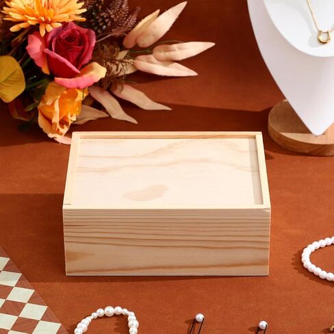 STOBAZA Wood Box with Slide Lid, Blank Natural Wooden Storage Box, Unfinished Wood Case for Keepsakes Jewelry Card Diy Art Craft Hobbies Home Storage Birthday Party, 7. 87x5. 91x3. 15in in Kuwait