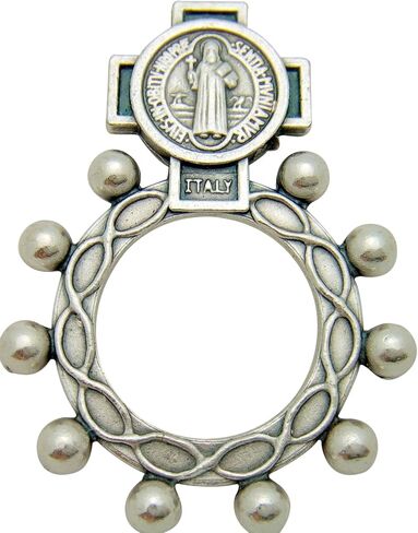 Westmon Works Saint Benedict Medal One Decade خاتم إصبع مسبحة فضي اللون in Kuwait