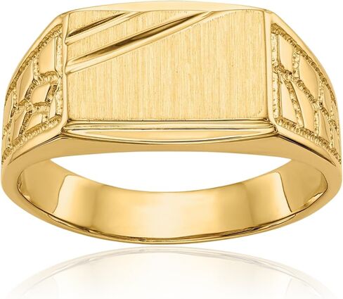 IceCarats 14K Solid Yellow Gold Signet Ring 4mm Band Polished, Satin, Engravable in Kuwait