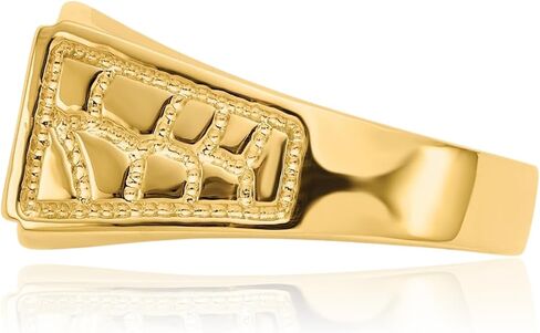 IceCarats 14K Solid Yellow Gold Signet Ring 4mm Band Polished, Satin, Engravable in Kuwait