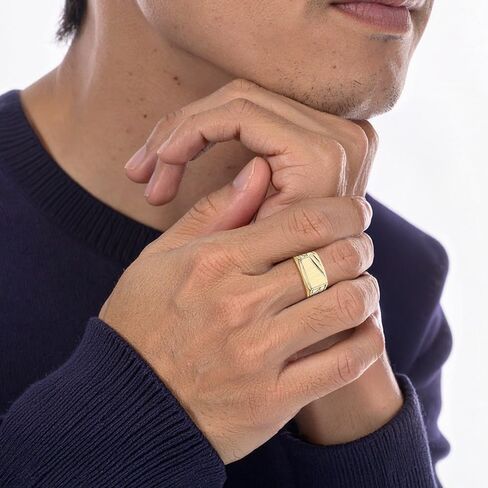 IceCarats 14K Solid Yellow Gold Signet Ring 4mm Band Polished, Satin, Engravable in Kuwait
