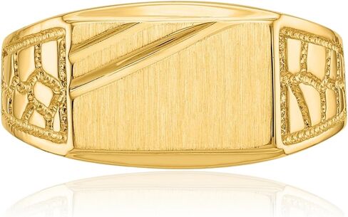 IceCarats 14K Solid Yellow Gold Signet Ring 4mm Band Polished, Satin, Engravable in Kuwait