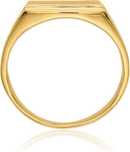 IceCarats 14K Solid Yellow Gold Signet Ring 4mm Band Polished, Satin, Engravable in Kuwait