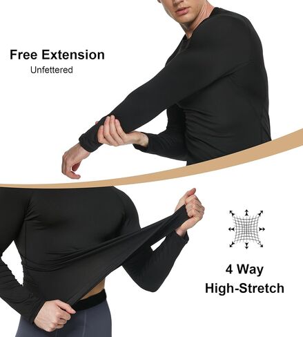 HovSiyla 5 Pack Long Sleeve Compression Shirts for Men Quick Dry Athletic Workout Base Layer Undershirt Tops for Gym Running in Saudi Arabia