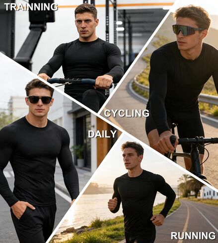 HovSiyla 5 Pack Long Sleeve Compression Shirts for Men Quick Dry Athletic Workout Base Layer Undershirt Tops for Gym Running in Saudi Arabia