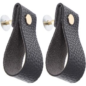Luxshiny 4pcs ’ Pu Leather Drawer Pulls with Litchi Texture, Black Cabinet and Dresser Knobs, Proof Handles for Furniture and Cabinets in ’s Rooms in Saudi Arabia