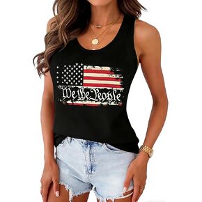 Women's American Flag Racerback Tank Top Patriotic 4th of July Sleeveless Casual Vest in Kuwait