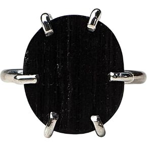 Handmade Oval Raw Black Tourmaline Solid Sterling Silver Statement Ring Size 7 - Natural Protection Stone - October Birthstone, RB4 in Saudi Arabia