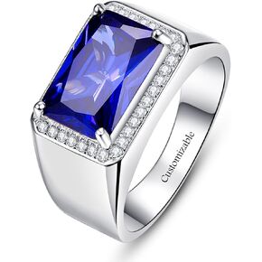 Yaresul 7ct Created Sapphire|Black Onyx Rings for Men White Gold Plated Mens Ring Rectangle Cut Simulated Gemstone with White Cubic Zirconia Mens Wedding Engagement Rings Band Size 5-14 in Saudi Arabia